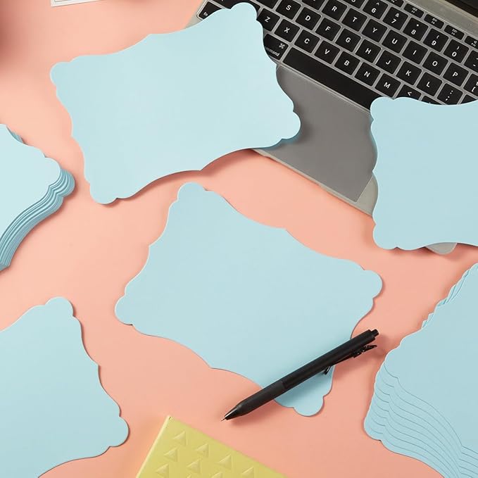 50 Pack Blank Kraft Cards Cardstock Thick Paper Brown Greeting Cards for DIY Gift Card Menus, Baby Shower and Wedding Invitations (Light Blue, 5x7IN)