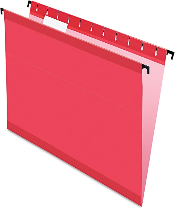 Pendaflex SureHook Reinforced Hanging Folders, Letter Size, Red, 20 per Box (6152 1/5 RED)