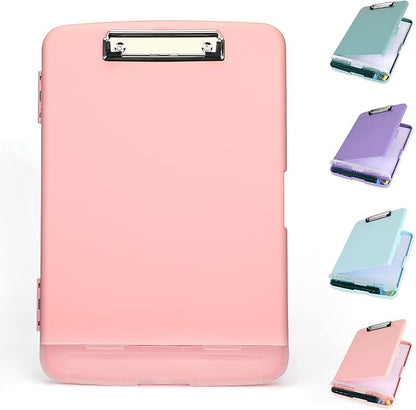 Clipboard with Storage, Clip Boards 8.5x11 with Storage, Large Capacity Nursing Clipboards with Pen Holder, Heavy Duty Plastic Storage Clipboard Folder with Low Profile Clip, Side-Opening