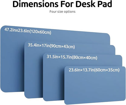 YSAGi Leather Desk Protector, Office Mat, Large Mouse Pad, Non-Slip PU Leather Blotter, Laptop Desk, Waterproof Writing Pad for Office and Home (Sea Blue, 35.4" x 17")