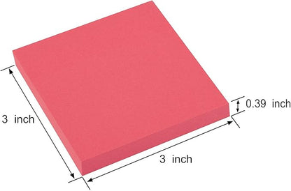 ZCZN 400 Sheets Pop-up Sticky Notes, 3 x 3 Inches, 4 Pads Bright Color Self-Stick Notes, 100 Sheets/Pad, Red
