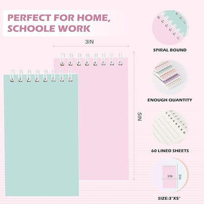 Ddaowanx Small Notebooks,3x5 Pocket Spiral Notepads With Lined Pages - The Perfect Little Mini Notebook to Stay Organized and Boost Productivity at Work or School (16, Delight Colors)