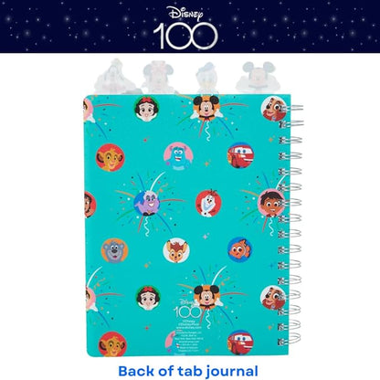 Innovative Designs Disney 100 Anniversary Tab Journal Notebook, Spiral Bound, 96 Lined Pages, 8 x 7 inches, Turquoise