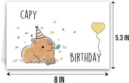 Qiliji Funny Birthday Card, Cute Capy Birthday Greeting Card, Capybara Bday Pun Card, Happy Birthday Card for Him Her