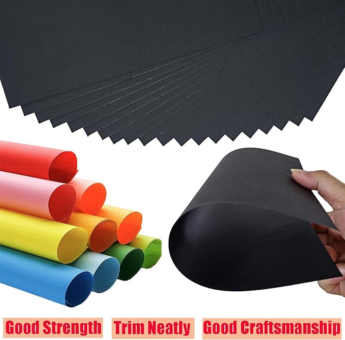 Baisunt 25 Pack 8.5x11 Black Cardstock Paper Blank Thick Heavyweight 92lb Card Stock for Making Greeting Cards, Invitations cards, Scrapbook, DIY Craft