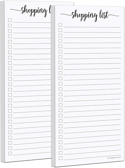 321Done 2-Pack Slim Shopping List Notepad, Made in USA - 3.7x8.5, College Ruled, Minimalist Stylish Handheld Grocery List, Store, Market, Pad for Planning, Organizing, Meal Prep - 50 Sheets per Pad