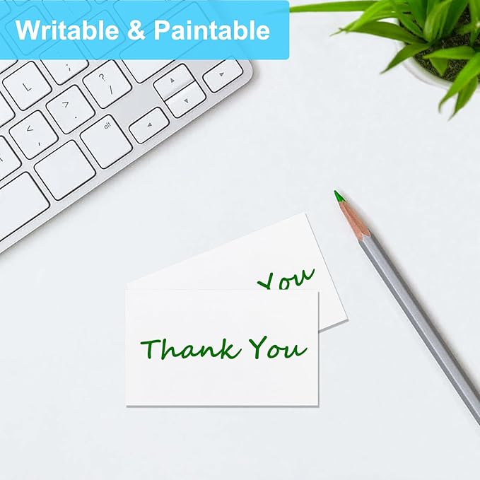 100 Pack 3x5 Index Cards Blank Note Cards, 250 GSM/92 lb Thick White Cardstock Paper Unlined Note Cards Flash Cards for Studying, Blank Cards for Postcards, Photo Cards, Syllable Boards, Recipe Cards