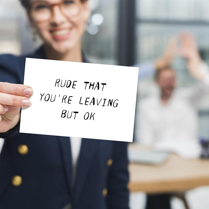 Heollaok Funny Coworker Leaving Card for Her Him, Rude Going Away Card for Women Men, Humor Farewell Card for Co-worker, New Job Card for Friend, Colleague Card for Working Partner