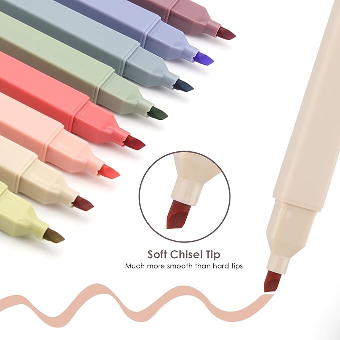 YISAN Highlighters Assorted Colors No Bleed,Book Highlighters Bible Pens,Soft Tip for Journal,Aesthetic,Vintage,70931