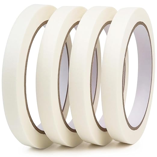 4 Pack White Artist Tape - Art Masking Tape for Watercolor Paper, Canvas Acrylic Painting, Curves, Framing, Paint, Gouache, Console - Acid Free Drafting Tape 1/2" (0.50") Wide - 360FT Total