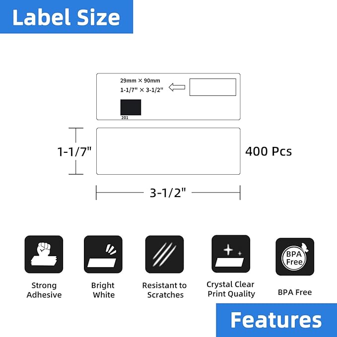 12 Rolls Standard Address Labels Replacement Compatible for Brother DK-1201 (1.1" X 3.5”), Compatible with Brother QL Label Printers (400 Labels/Roll & 1 Refillable Cartridge Frame)
