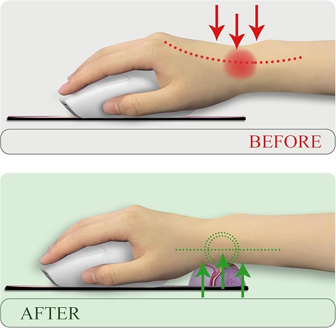 Pink Marble Ergonomic Mouse Pad with Wrist Rest, Gaming Mousepad Wrist Support with Non-Slip Pain Relief PU Base, Comfortable Computer Mouse Pads for Desk, Cute Office Desk Accessories Decor