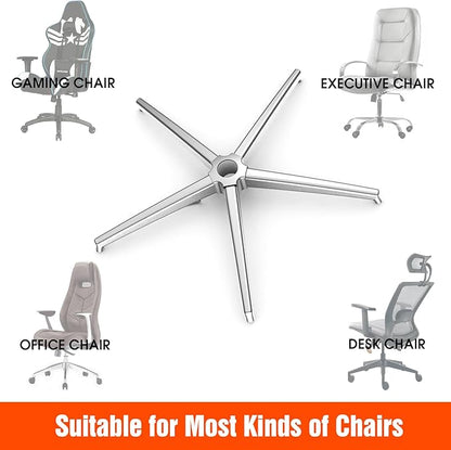 Office Chair Base Replacement (3300 lbs) - Heavy Duty Alloy Office Chair Base Replacement, Office Chair Reinforced Metal Legs, Universal Gas Cylinder and Caster Socket (Office Chair Base)