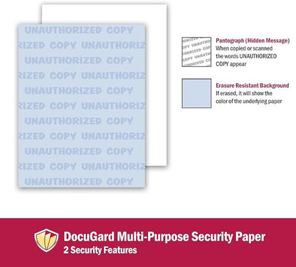 DocuGard Standard Blue Multi-Purpose Security Paper, 2 Features, 8.5 x 11 Inches, 24 lb, 500 Sheets (04540)