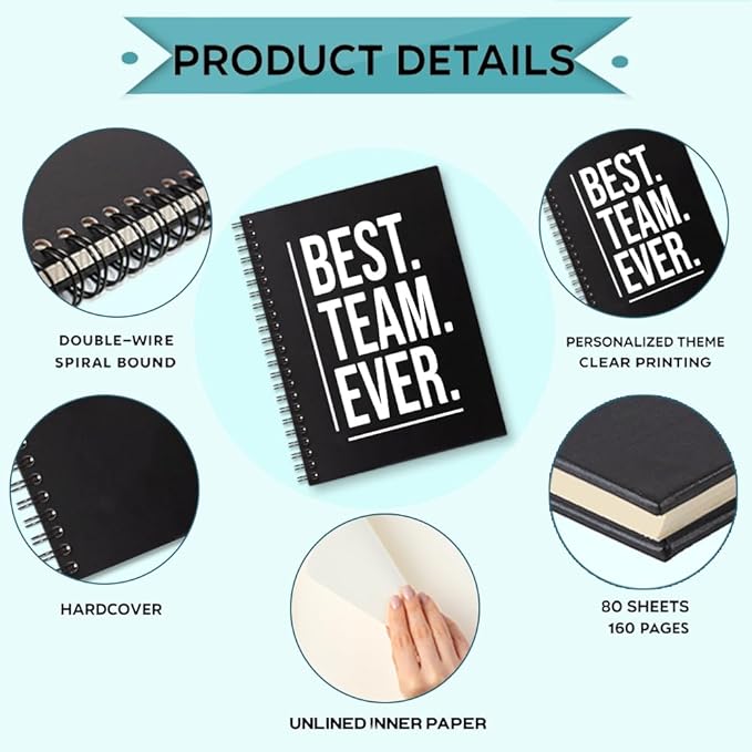 Best Team Ever 160 Blank Pages Spiral Notebook, Team Notebooks for Employees, Teamwork Gifts for Staff, Team Gifts for Coworkers, Team Member Gifts for Colleagues, Employee Appreciation Gifts