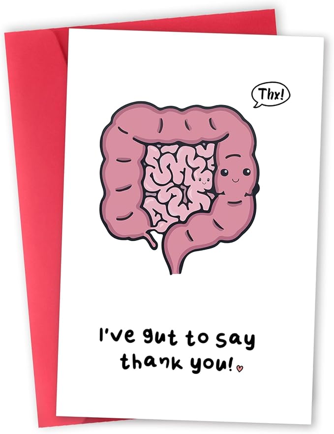 Funny Appreciation Card for Men Women, Lovely Thank You Gifts for Doctor Nurse, Humorous Thank You Card for Gastroenterologist Surgeon, I've Gut to Say Thank You