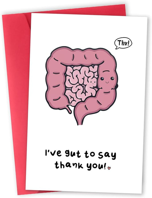 Funny Appreciation Card for Men Women, Lovely Thank You Gifts for Doctor Nurse, Humorous Thank You Card for Gastroenterologist Surgeon, I've Gut to Say Thank You