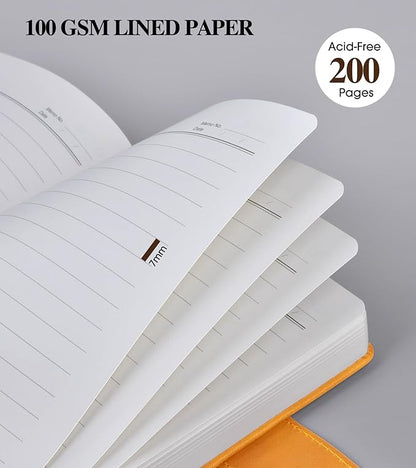 Lined Journal Notebook for Men, A5 Leather Journals for Writing Women, Hardcover Notebooks for Work,School,Note Taking,Travel,Business,Personal daily Diary,200 Page College Ruled (5.9" x 8.4")