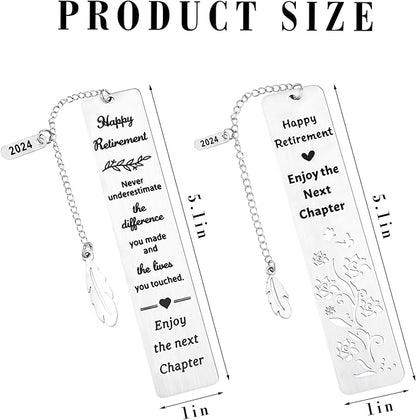 Retirement Gift for Woman Men Happy Retirement Bookmark Set Bulk Metal Book Marker Tassels for Book Lovers Coworker Reader Teachers Employee Friends Adults Going Away Appreciation Gifts 2024
