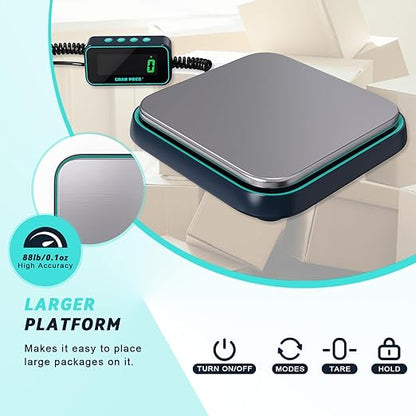 Digital Shipping Scale, 86 lbs/0.1oz Highly Accurate Postal Scale for Packages with Hold/Tare/Separate LCD Display，Stainless Steel Postage Scale，Package Scale for Small Business, Mail Scale