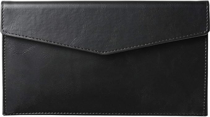 Kingjim Document Case, Envelope Size, Faux Leather, Leather, U, Black, 1994LU Black