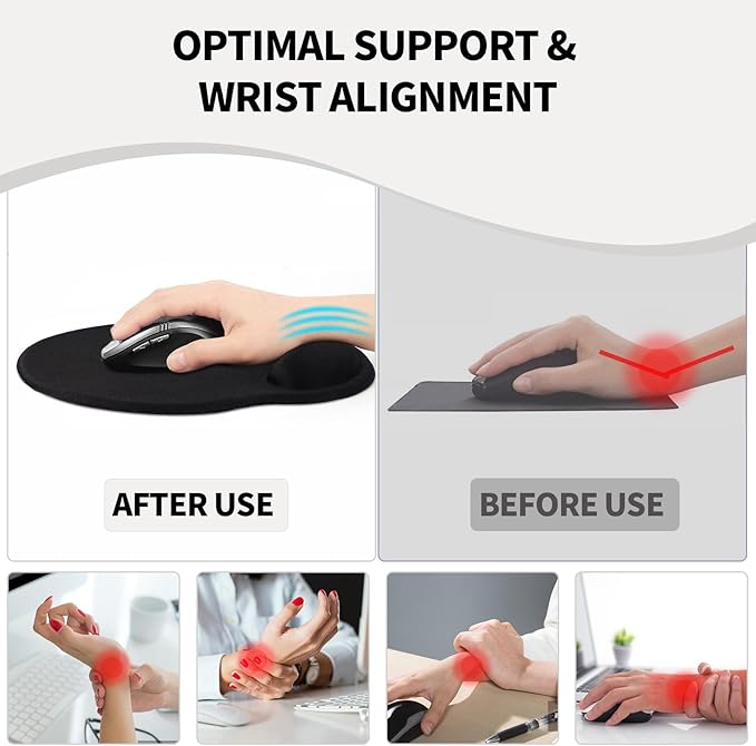 eulps Mouse Pad with Wrist Rest, Comfortable Computer Mousepad with Gel Wrist Support Smooth Surface and Non-Slip PU Base for Pain Relief, Laptop, Office & Home (White Marble)