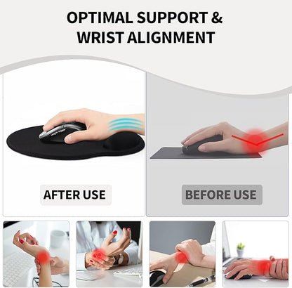 eulps Mouse Pad with Wrist Rest, Comfortable Computer Mousepad with Gel Wrist Support Smooth Surface and Non-Slip PU Base for Pain Relief, Laptop, Office & Home (White Marble)