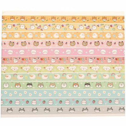 YUBX Cute Pets Washi Tape Set 18 Rolls Skinny Gold Embellishment Decorative Masking Tapes for Arts, DIY Crafts, Journals, Planners, Scrapbook, Wrapping (Puppies) (Puppies)