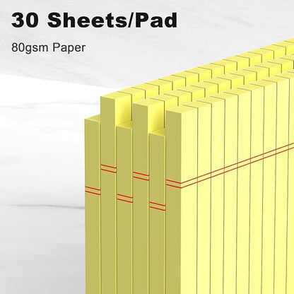 6pcs Small Note Pad 5x8 College Ruled Legal Pads Paper Notepads 6 Pack Study Back Writing Pads 5 x 8 Legal Pads Perforated Narrow Ruled Pads of Paper Yellow