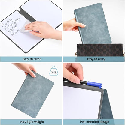 Portable Dry Erase Board,Portable White Board,Small Dry Erase Board,Foldable,Erasable,Repeatable,9.5 * 6.6 inches,for Office,Home,School,Study,Meeting(Cyan)