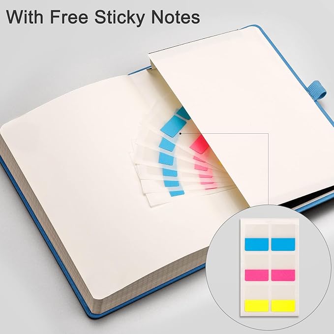 EMSHOI Graph Paper Notebook - 256 Pages A5 Graph Notebook/Journal, Hard Cover, 120gsm Thick Paper, Smooth PU Leather, Inner Pocket, 5.75" x 8.38"-LightBlue