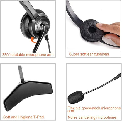 Cosyplus 2.5mm Telephone Headset Monaural with Noise Cancelling Microphone for DECT AT&T ML17929 Vtech Panasonic KX-T7630 Polycom Clarity XLC3.4 Office IP and Cordless Dect Phones（T10）