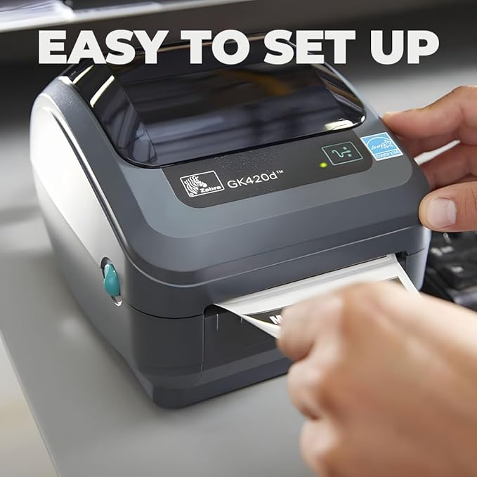 Zebra GK420d Direct Thermal Label Printer Bundle - Includes Zebra Barcode Label Thermal Printer, USB-B Cable and Cleaning Cloth - Monochrome Desktop Printer for USPS, Ethernet Connectivity (Renewed)