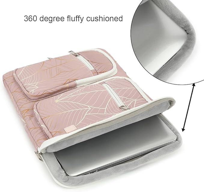 canvaslife 360° Protective Laptop Sleeve Case Bag with 4 Pockets for MacBook Pro 16 inch and 15 inch-15.6 inch Laptop (Golden leaf)