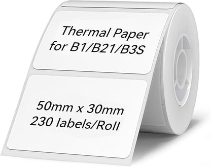 NIIMBOT Labels for B1/B21/B3S Lable Printer, 2" x 1.18" (50×30 mm) Waterproof Sticker Paper Shipping Address Labeling Replacement with Self-Adhesive - 1 Roll of 230pcs (White)