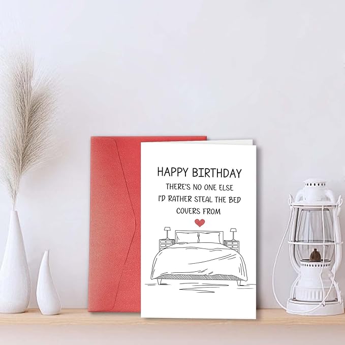 Romantic Birthday Card for Husband Wife Boyfriend Girlfriend, Humorous Birthday Gifts for Man Woman, Steal The Bed Covers Birthday Card