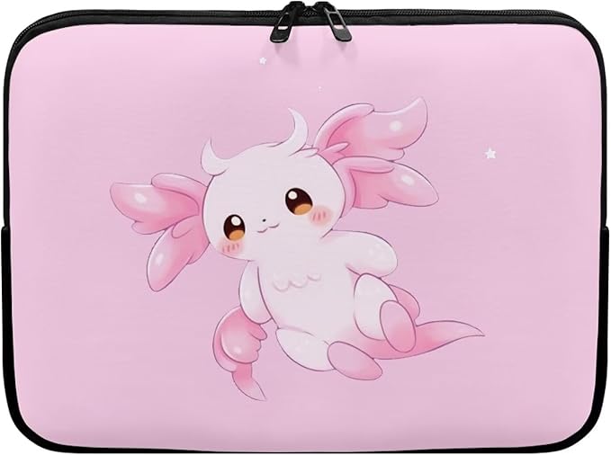Cute Axolotl Laptop Sleeve for Women 12 inch Lap Top Case Slightly Laptop Pouch with Humanize Design Computer Carrying Case Easy to Clean Laptop Accessories Pink Tablet Bag