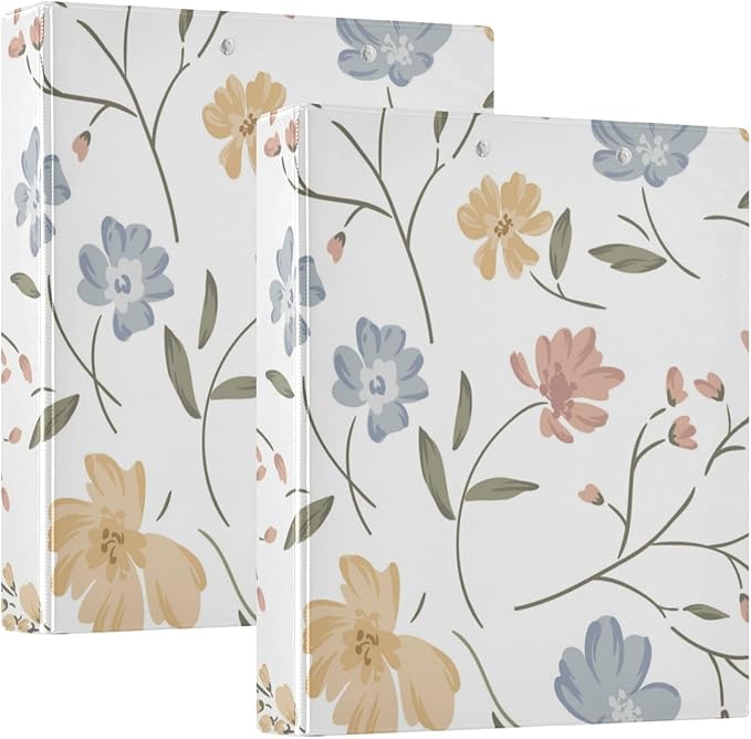 Three Rings Binders 1.5 Inch Colorful Cute Floral Meadow with Pockets 1 PACK for Letter Size (11" X 8.5") 200 Sheets