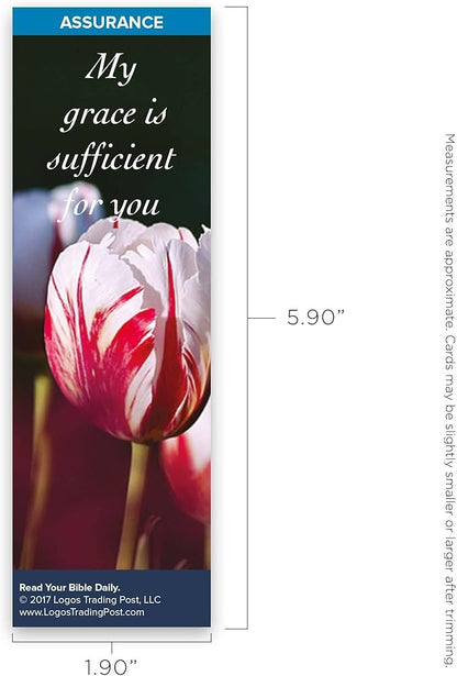 Christian Bookmark with Bible Verse, Pack of 25, Assurance Themed, My Grace is Sufficient for You, 2 Corinthians 12:9