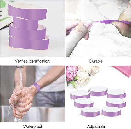 1400 Pcs Wristbands for Events Paper Wristbands Waterproof Paper Bracelets Neon Wrist Bands Colored Wristbands Adhesive Hand Bands Armbands for Concerts(Light Purple)