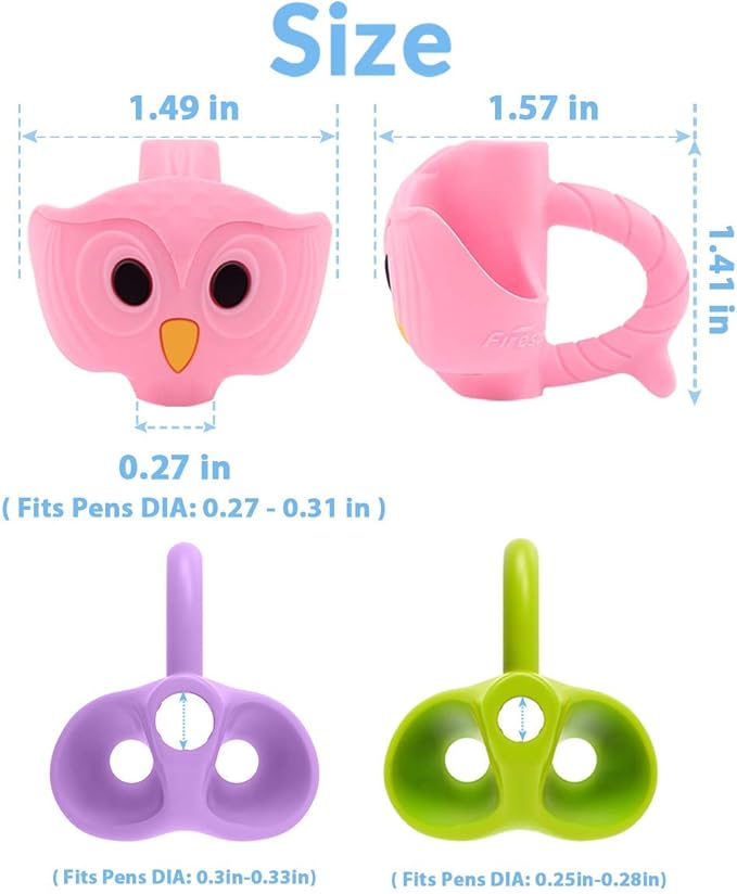Firesara Training Grips, Original Owl Training Grips Three Fingers Fixed Pencil Correction Grips for Kids Handwriting Posture Correction Children Adults Special Needs for Lefties or Righties (6PCS)