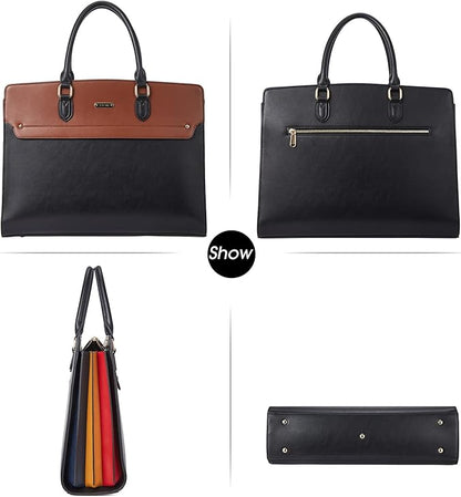 Telena Laptop Tote Bag for Women, 15.6 Inch Shoulder Tote Bag Leather Briefcase for Women, Large Capacity Handbag Bags