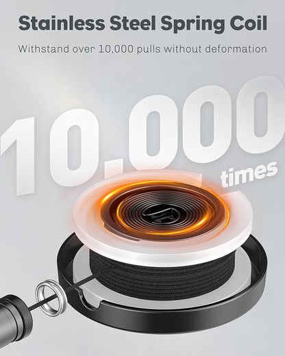 Uniclife 2 Pack Heavy Duty Metal Retractable Badge Reel for Badge Holder Retractable Keychain All Metal Casing with Stainless Steel Spring Coil 27.5" Nylon Rope Carabiner Belt Clip and Key Ring