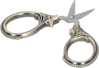 Acouto Stainless Steel Sewing Scissors Portable Thread Embroidery Tailor Handicraft Scissors Antique Copper (Green Patina)