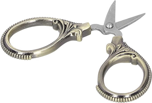 Acouto Stainless Steel Sewing Scissors Portable Thread Embroidery Tailor Handicraft Scissors Antique Copper (Green Patina)