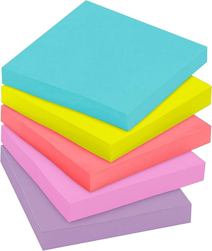 Post-it Super Sticky Notes, 24 Sticky Note Pads, 3 x 3 in., School Supplies, Office Products, Sticky Notes for Vertical Surfaces, Monitors, Walls and Windows, Supernova Neons Collection