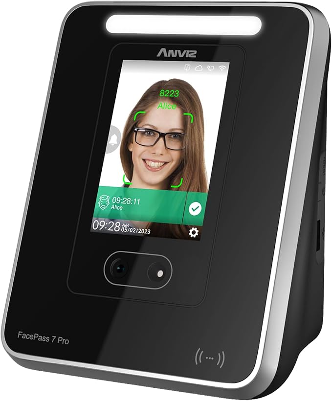 ANVIZ Time Clocks for Employees Small Business - FacePass 7 Pro Biometric Clock in and Out Machine - Face + RFID + Pin Punching in one, Support Door Access, with Professional Cloud Software