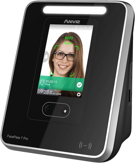 ANVIZ Time Clocks for Employees Small Business - FacePass 7 Pro Biometric Clock in and Out Machine - Face + RFID + Pin Punching in one, Support Door Access, with Professional Cloud Software