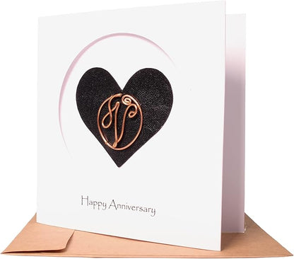 Personalized Initial Copper Card, Copper Initial, Anniversary Card for Her, Couple, Gift for Her (V)