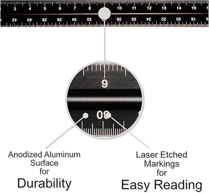 12 Inch Triangular Engineer Scale Ruler, Anodized Solid Aluminum Core with Laser Etched Scales, Imperial Scale - 1:10, 1:20, 1:30, 1:40, 1:50, 1:60, Ideal for Civil Engineering Drafting